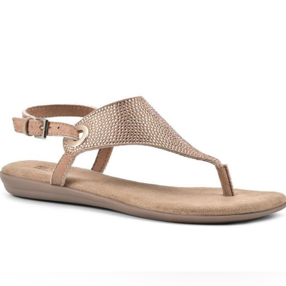 White Mountain Womens London 2 Gold Rhinestone Slingback Sandals Shoes NWT